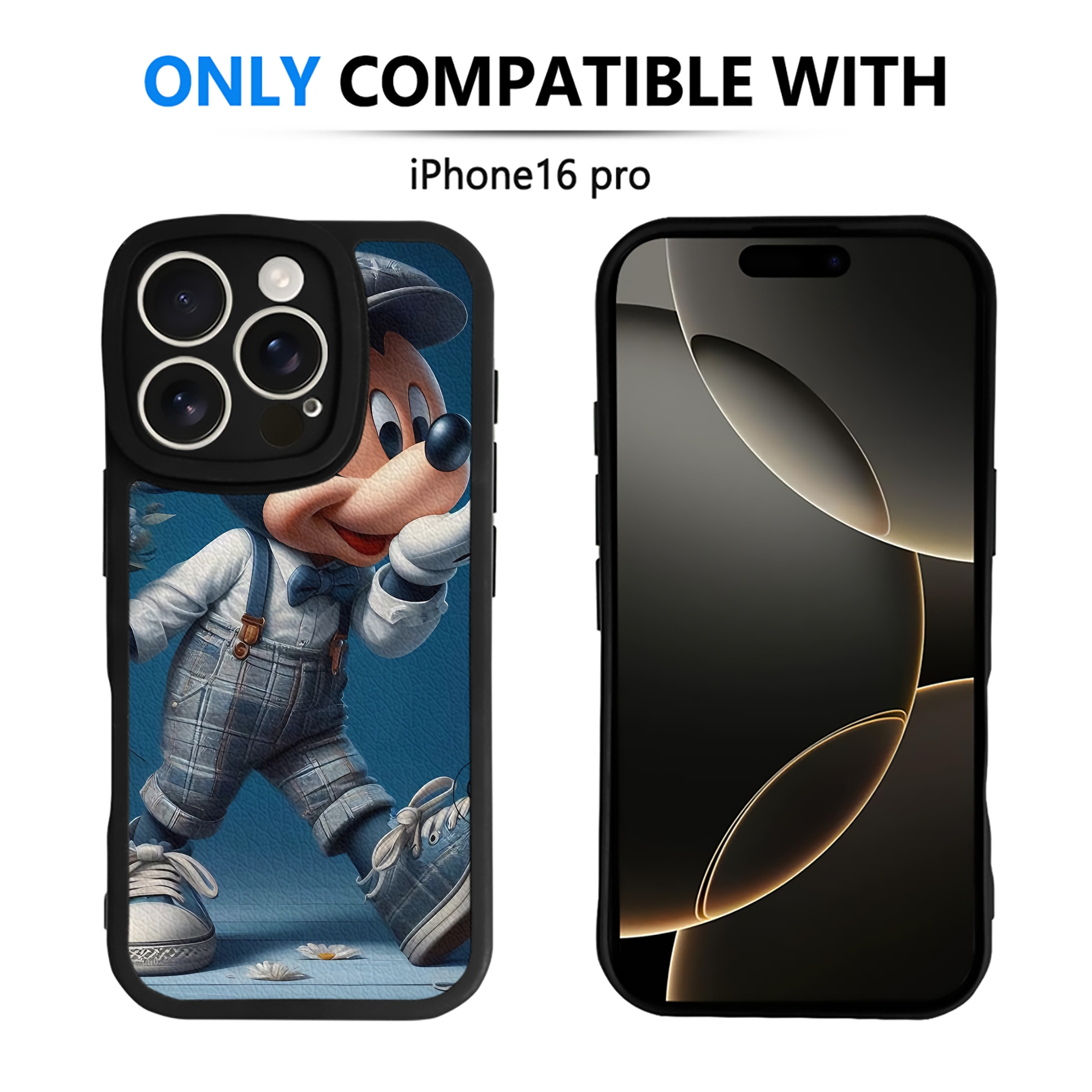 （画像用） ミッキーマウス Mickey Mouse 【iPhone 16シリーズ対応】シリコンスマホケース（レザー調） 材質：シリコン